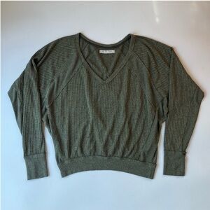 Free People Santa Clara Thermal V Neck Long Sleeve Army Sage XS